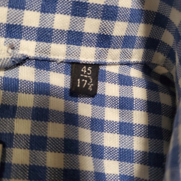 Breuer Blue and White Check Button Front Shirt SS size 173/4-45, Casual - Picture 7 of 8